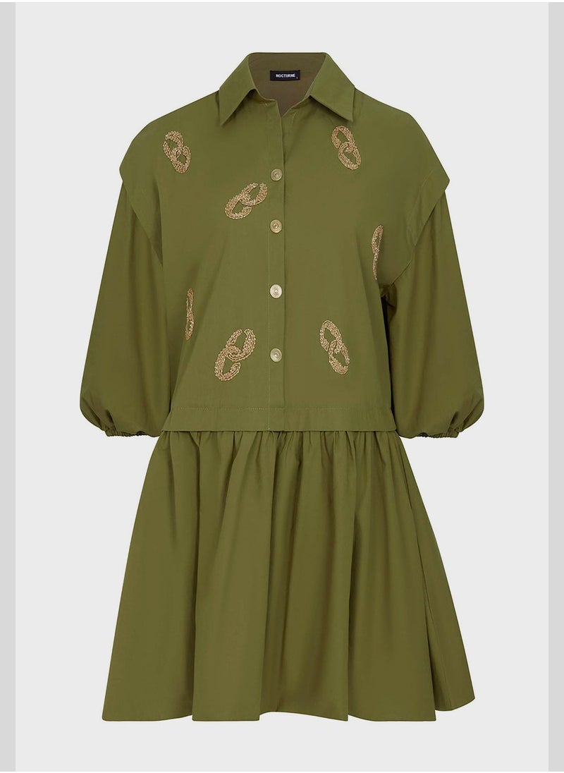 Embroidered Poplin Dress