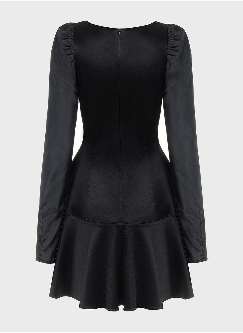 Puff Sleeve Mini Dress