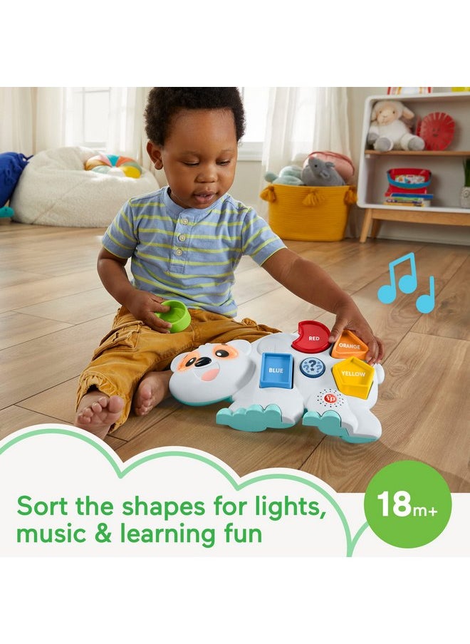 Fisher-Price Toddler Learning Toy Linkimals Puzzlin’ Shapes Polar Bear with Lights & Music for Kids Ages 18+ Months, Compatible Only with Linkimals Items