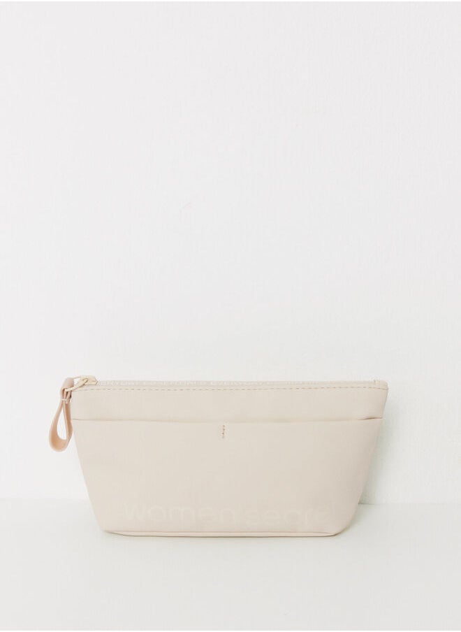 Small beige rubber toiletry bag