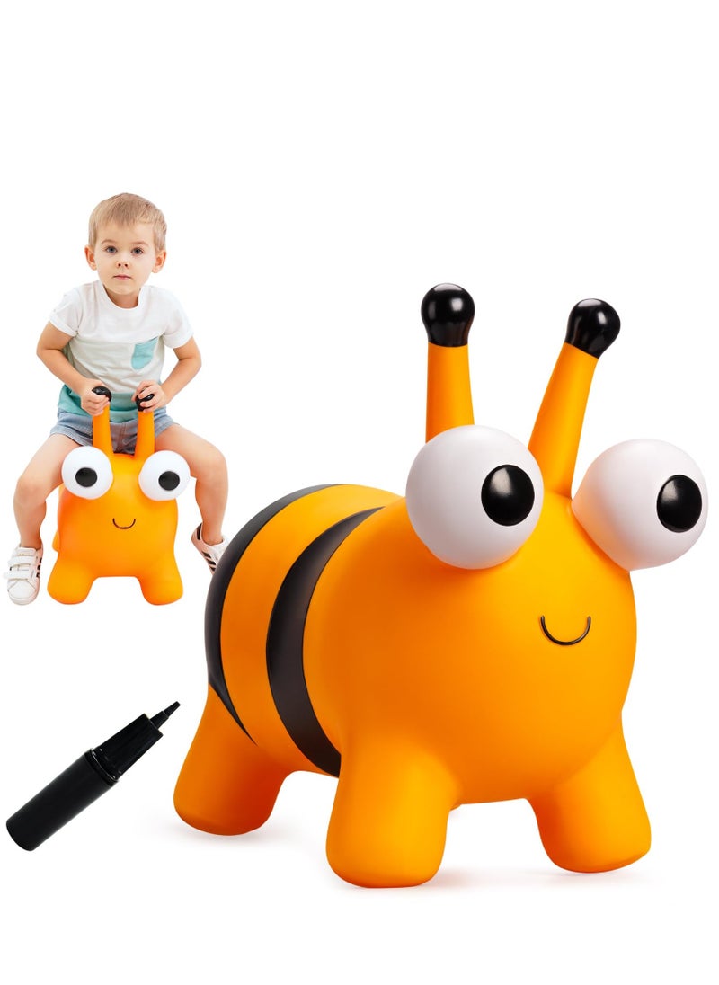 Bouncy Animals for Toddlers 1-8+, Bee Bouncy Horse for Toddlers 18 Months+, Inflatable Ride-On Bouncy Animal Hopper Toys, Easter Gift, Outdoor Indoor Soft Play Equipment (Pump Included)