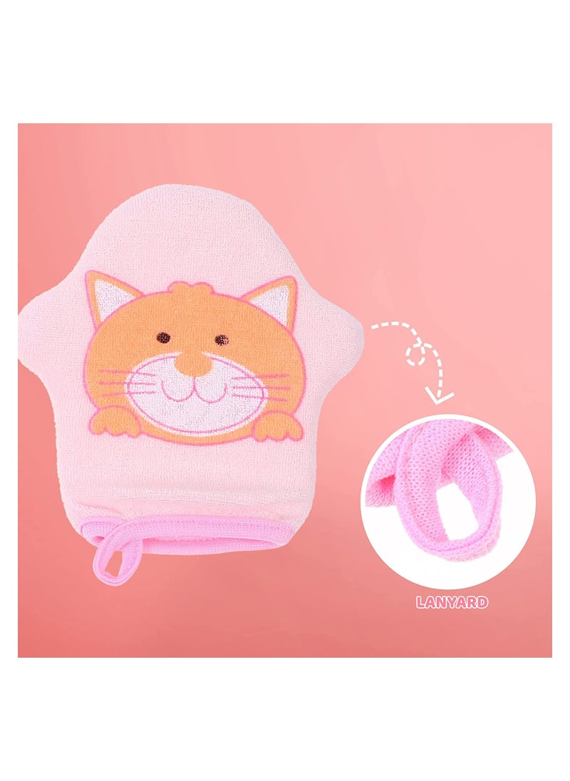 3pcs Baby Bath Gloves -  Exfoliating Shower Mittens & Soft Sponge Towel for Infant & Toddler Body Cleansing