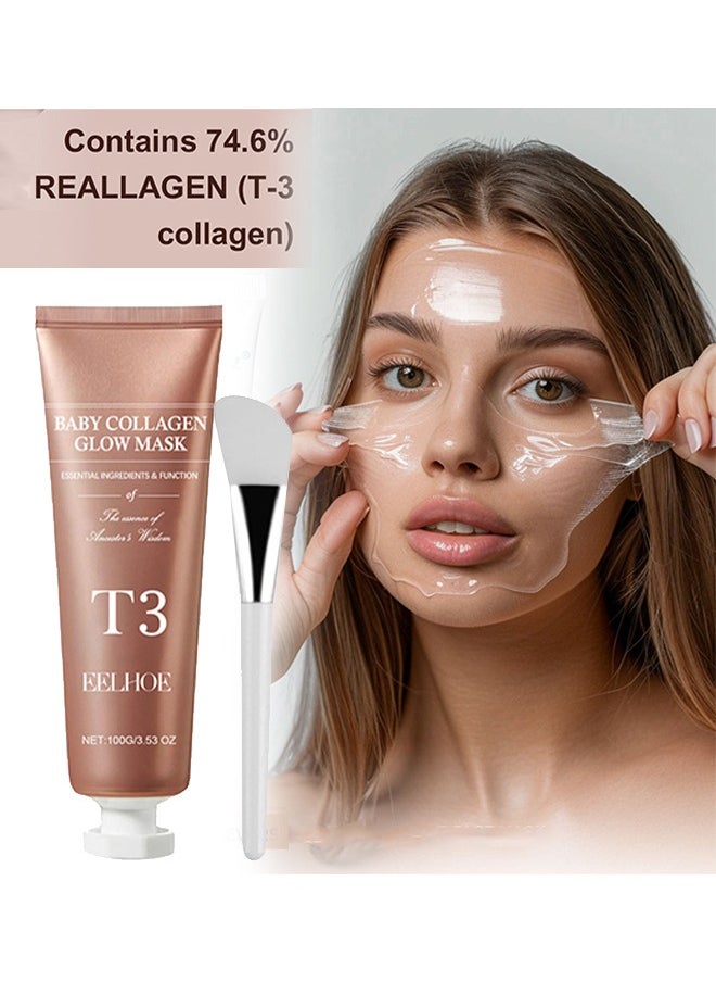 Baby Collagen Glow Mask,T3 Collagen Pestlo Mask, Pestlo Baby Collagen Glow Mask, Pestlo T3 Collagen Mask, T3 Collagen Peel Off Mask, Korean Skin Care Facial Mask, Anti Wrinkle Firming Face Masks (1PCS)