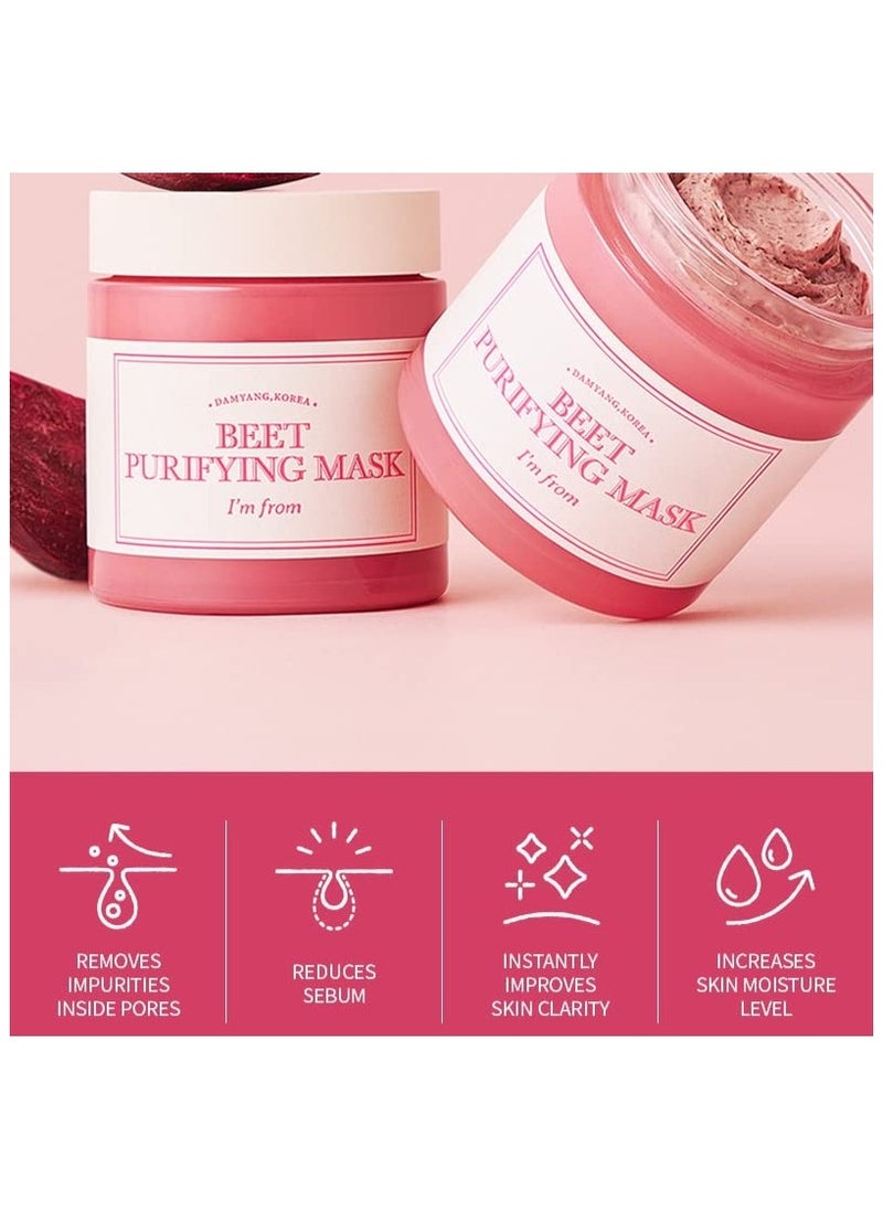 I’m From Beet Purifying Mask, Deep moisturizing wash-off clay mask,1.5% red beet enzyme, clean the pores and control sebum, soothing effect for dry, dull, sensitive skin - 3.88oz (110g)