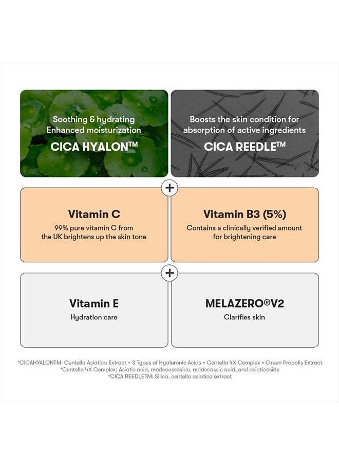VT Cosmetics Vita-Light Reedle Shot 100, Serum with Vitamin C Capsules, Vitamin E, Hydrating Care, Korean Skincare for Sensitive Skin 1.69Fl Oz(50ml)