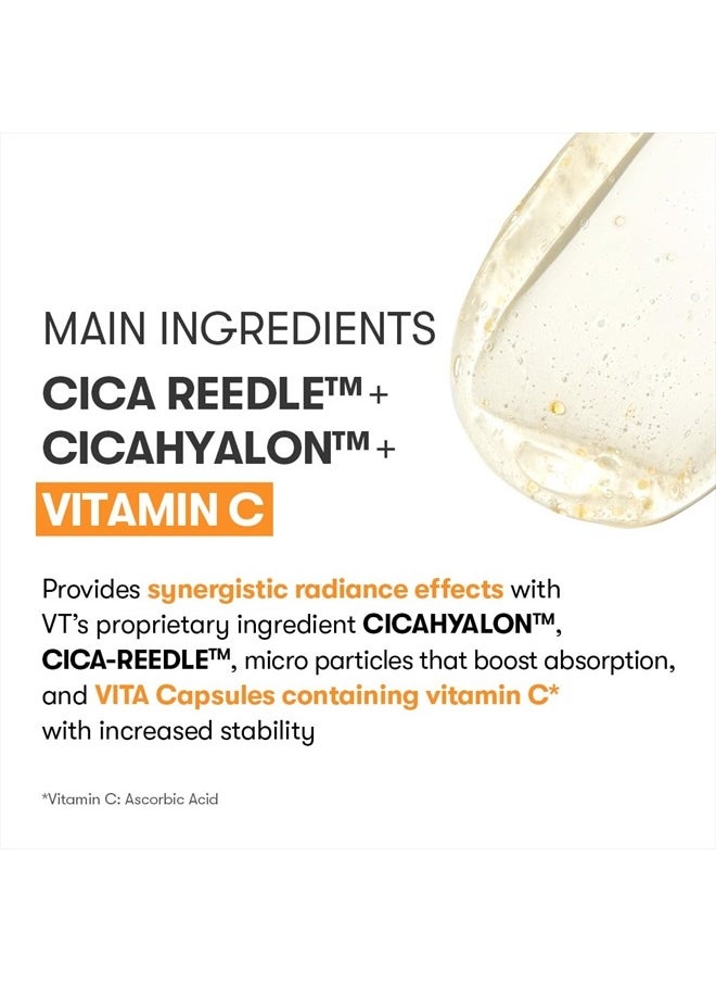 VT Cosmetics Vita-Light Reedle Shot 100, Serum with Vitamin C Capsules, Vitamin E, Hydrating Care, Korean Skincare for Sensitive Skin 1.69Fl Oz(50ml)