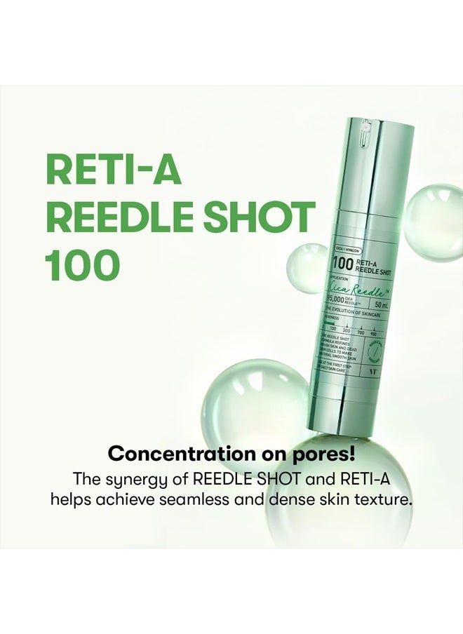 Reti-A Reedle Shot 100, Retinol(Vitamin A) Microneedling Serum, Repairing Exosome, Hyaluronic Acid, Ideal for Retinol Beginner, Soft Skin, Glass Skin, Korean Skin Booster, 1.69Fl Oz(50ml)