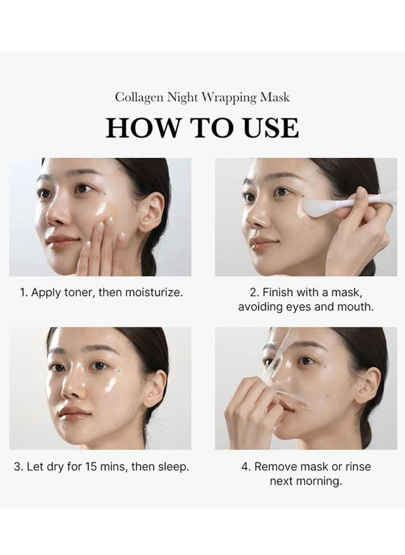 2 Pcs Collagen Night Wrapping Mask 75mlx2 Deep Collagen Mask Overnight Collagen Face Mask for Skin Tone and Deep Nourishment Deeply Hydrates Skin Overnight Face Mask Bio Collagen Face Serum Mask