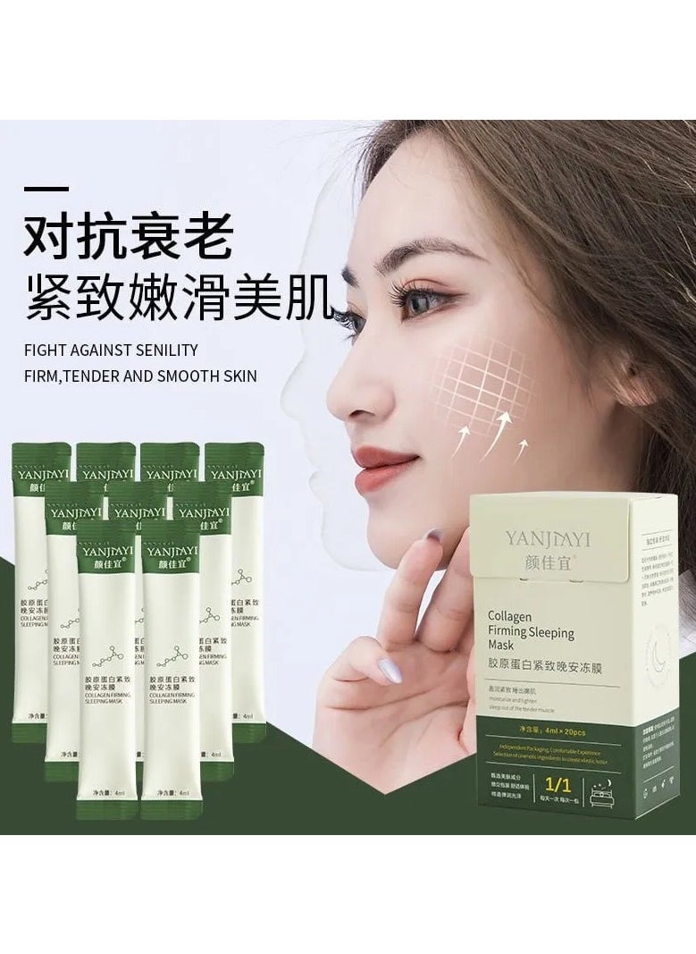 20 Packs Korean Collagen Face Mask Skin Care Washfree Sleeping Facial Mask Essential Lifting Firming Anti Aging White 20 Count (Pack Of 1)