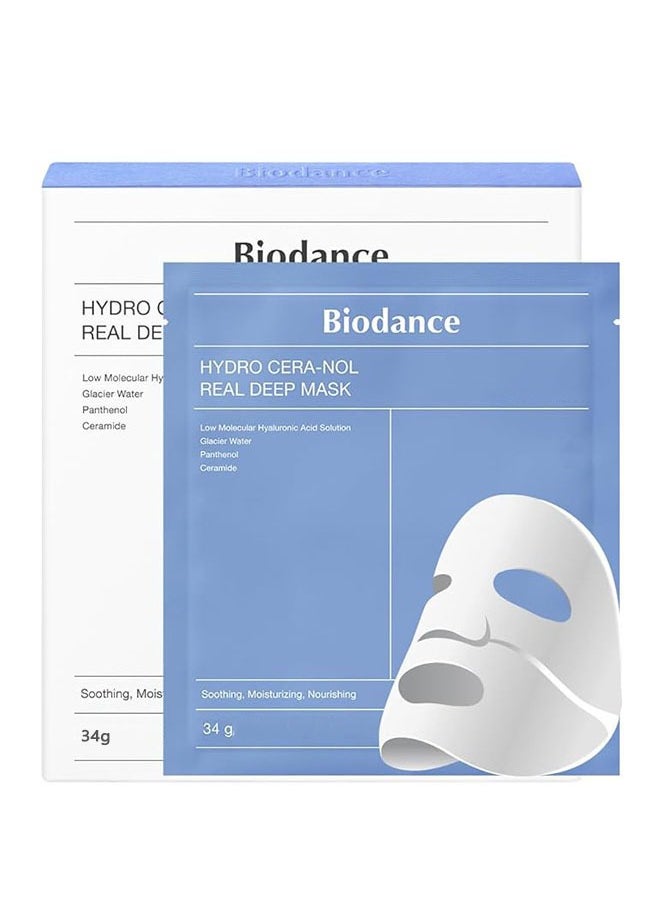 Hydro Cera-nol Real Deep Mask 34g, Low Molecular Hyaluronic Acid Solution, Glacier Water, Panthenol, Ceramide, Overnight Hydrogel Mask, Soothing, Moisturizing, Nourishing