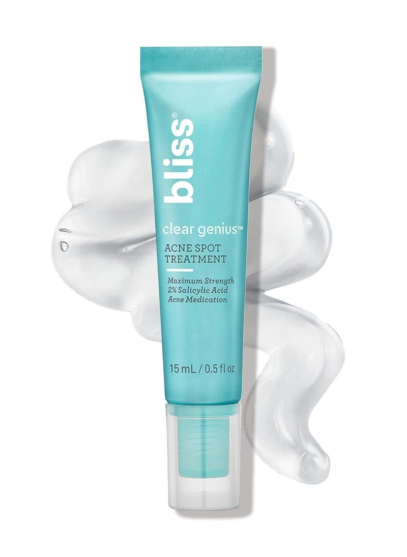 Bliss Clear Genius Acne Spot Treatment – Maximum Strength 2% Salicylic Acid Shrinks Blemishes – Clean, Vegan, Cruelty-Free, 0.5 Fl Oz