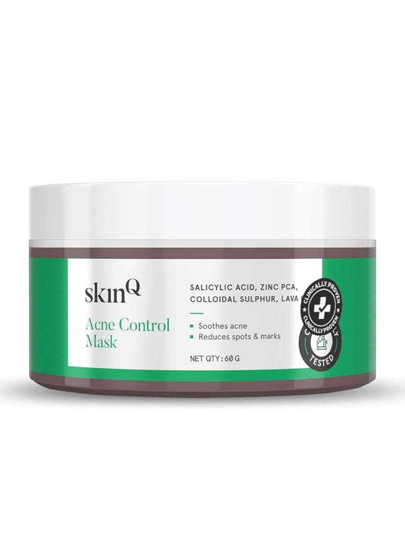 Acne Control Face Mask with Salicylic Acid Niacinamide and Zinc BHA Based Reduces Clogged Pores Controls Oiliness for All Skin Types Women and Men 60g