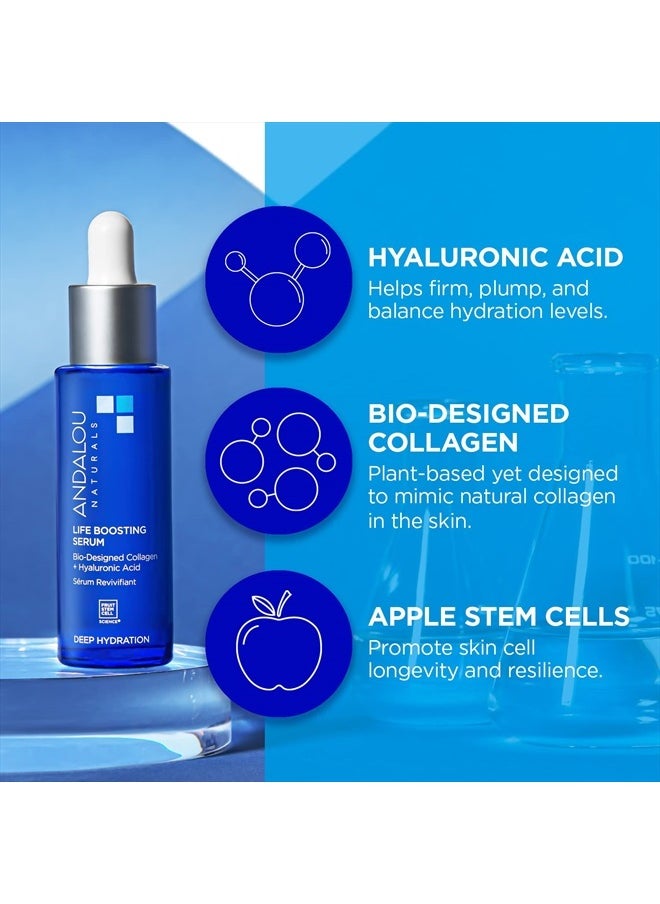 Collagen + Hyaluronic Acid Serum for Face, Deep Hydration Life Boosting Face Serum, Helps Improve Skin Elasticity, Day & Night Hydrating Serum, 1 Fl. Oz.