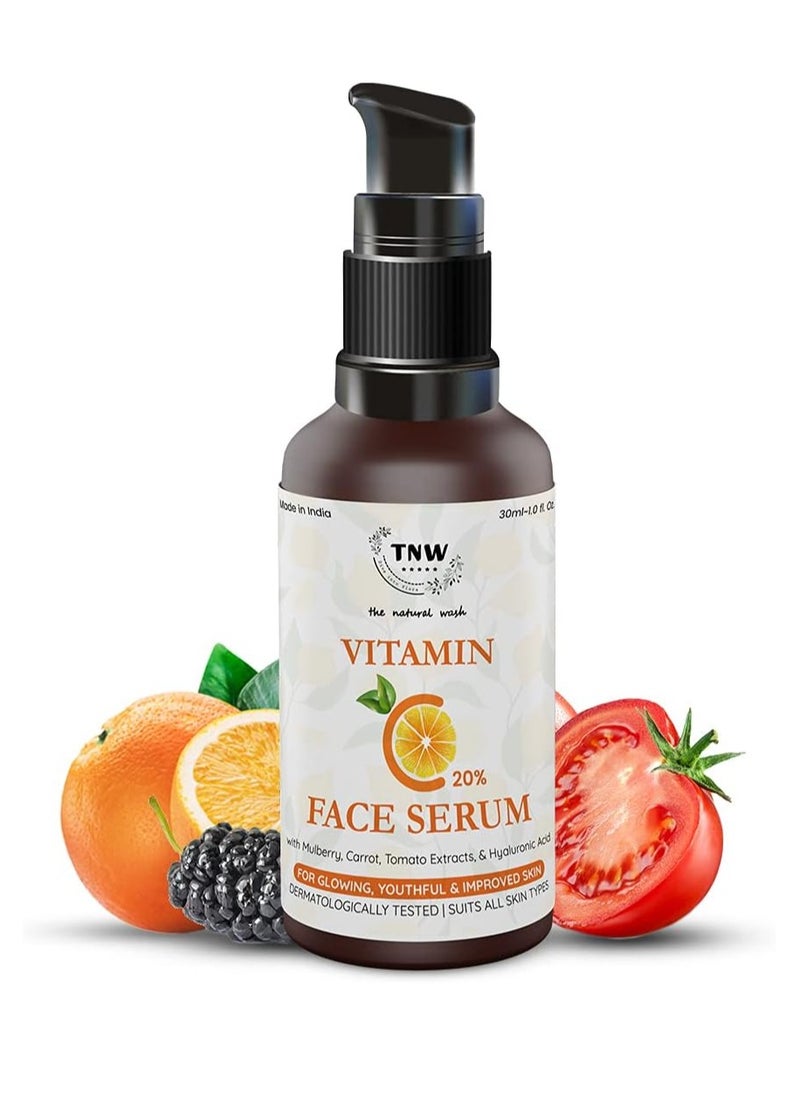 TNW-THE NATURAL WASH 20% Vitamin C Face Serum 30ml | Enriched With Vitamin C & Hyaluronic Acid | Face Serum For Glowing & Moisturise Skin | Suitable For All Skin Type | Vitamin C Serum For Men & Women