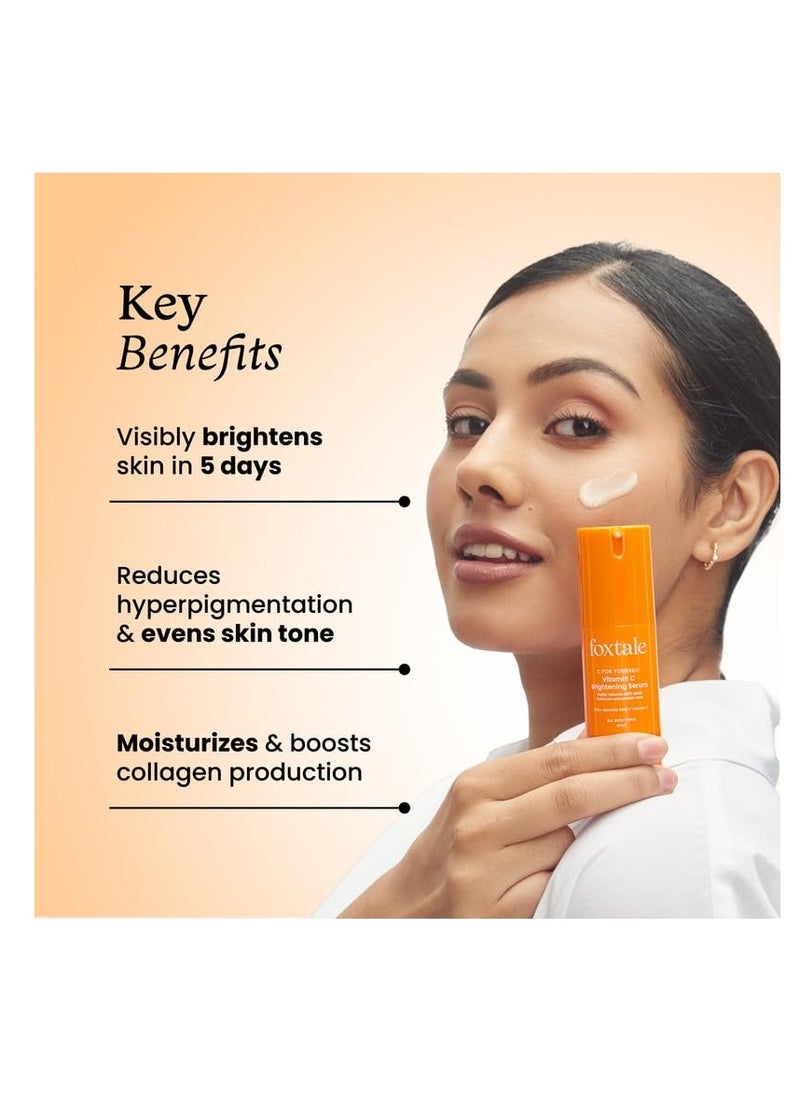 Foxtale 15% Vitamin C Face Serum for Glowing Skin | Purest Vitamin C (L-Ascorbic Acid) with Vitamin E | Moisturizing Serum for Sensitive Skin | All Skin Types | Face Serum for Men & Women | 30 ml