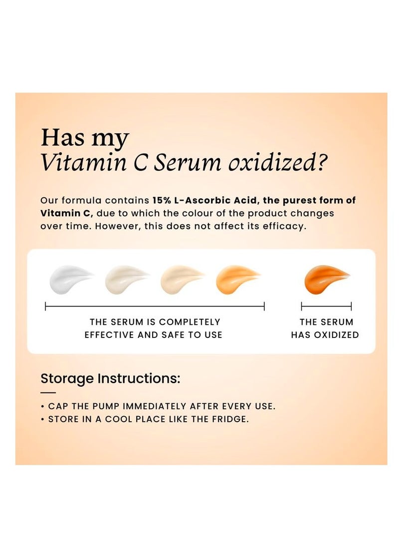 Foxtale 15% Vitamin C Face Serum for Glowing Skin | Purest Vitamin C (L-Ascorbic Acid) with Vitamin E | Moisturizing Serum for Sensitive Skin | All Skin Types | Face Serum for Men & Women | 30 ml