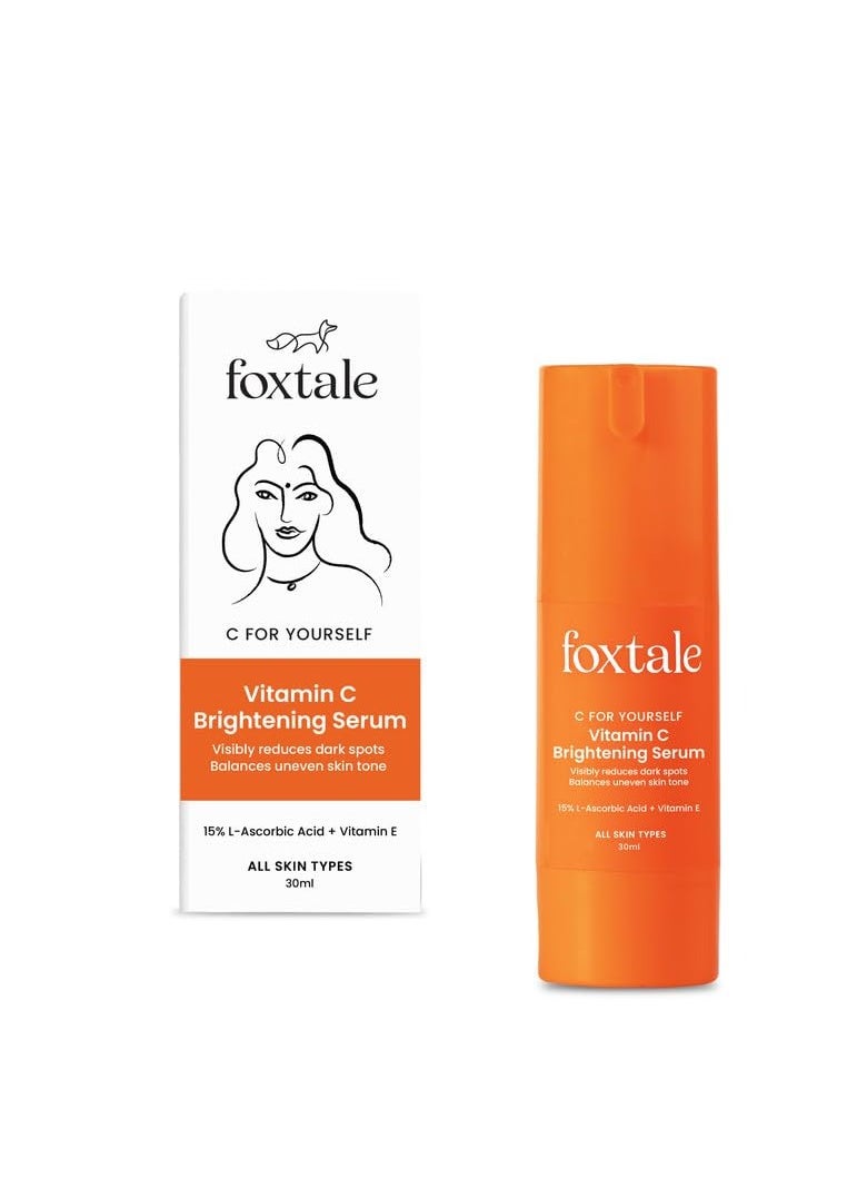 Foxtale 15% Vitamin C Face Serum for Glowing Skin | Purest Vitamin C (L-Ascorbic Acid) with Vitamin E | Moisturizing Serum for Sensitive Skin | All Skin Types | Face Serum for Men & Women | 30 ml