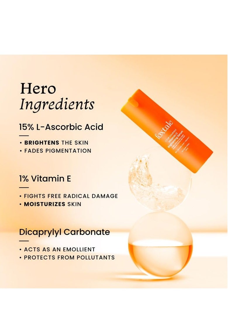 Foxtale 15% Vitamin C Face Serum for Glowing Skin | Purest Vitamin C (L-Ascorbic Acid) with Vitamin E | Moisturizing Serum for Sensitive Skin | All Skin Types | Face Serum for Men & Women | 30 ml