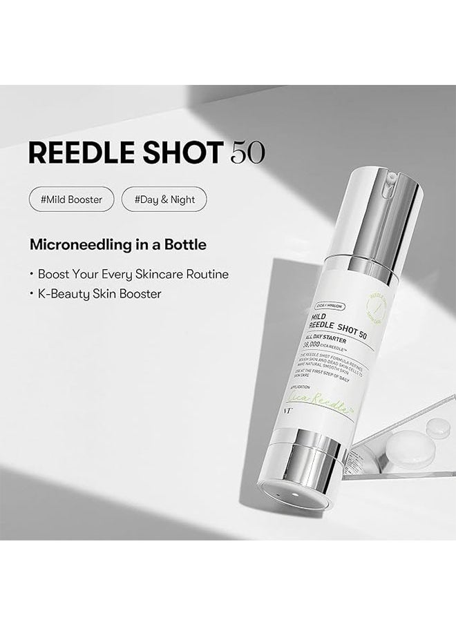Mild Reedle Shot 50, Day and Night Repairing Essence for Dull, Tired Skin, Repair Acne and Pimples, Daily Skin Care, 50ml
