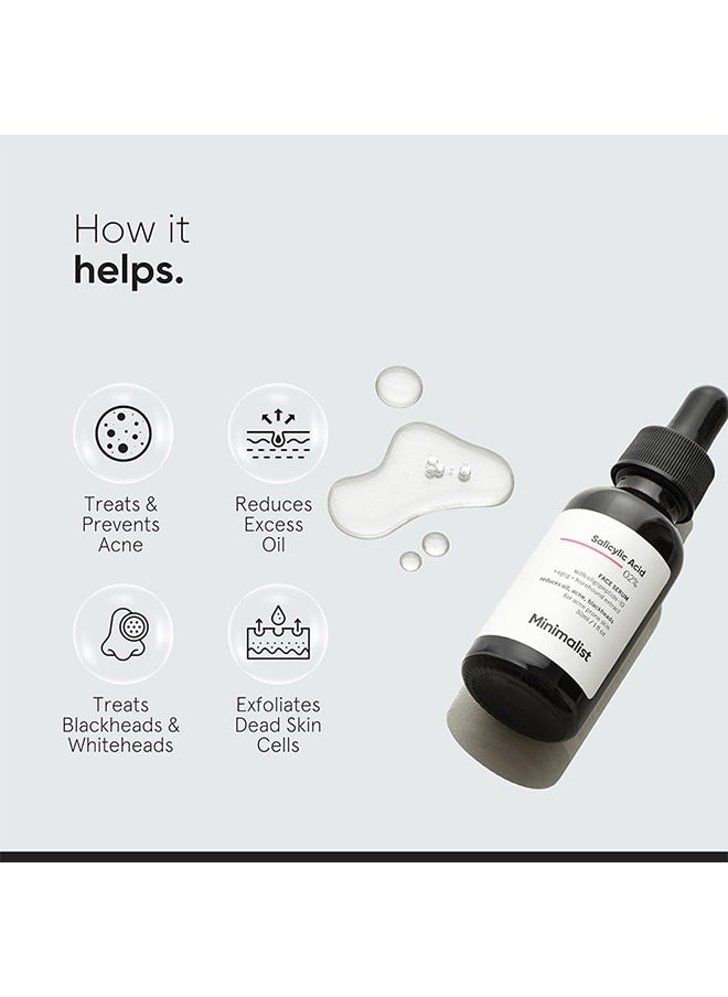 2% Salicylic Acid Face Serum, Treat Blackheads and Pimples, Reduce Oily Skin, Mild Exfoliating Essence - 30ML