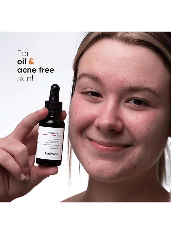 2% Salicylic Acid Face Serum, Treat Blackheads and Pimples, Reduce Oily Skin, Mild Exfoliating Essence - 30ML