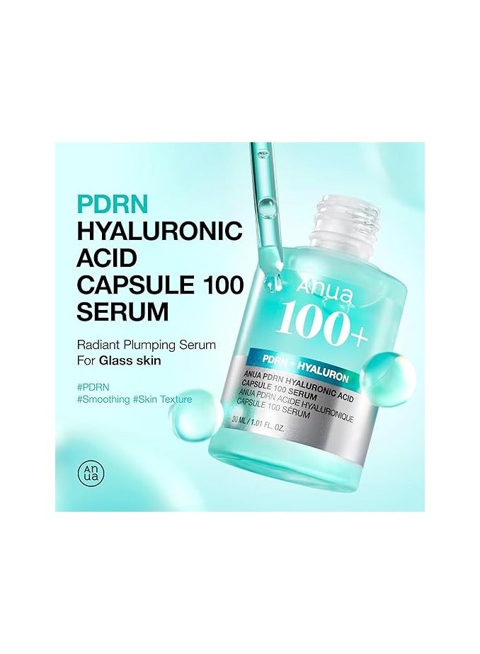 PDRN Hyaluronic Acid Capsule 100 Serum, Radiant Face Serum, Hyaluronic Acid, Hydration, Moisture Plumping effect, Natural color, Fragrance free, Korean Skincare, 30ml / 1.01 fl. oz