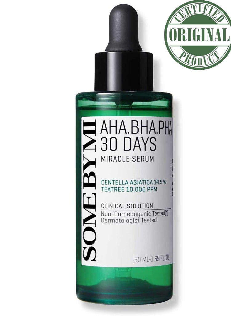 SOME BY MI AHA BHA PHA 30 Days Miracle Serum - 1.69Oz, 50ml - Daily Skin Prep Korean Serum for Removing Blackhead - Pore and Sebum Care Face Serum with Skin Calming and Soothing - Korean Skin Care 50ml