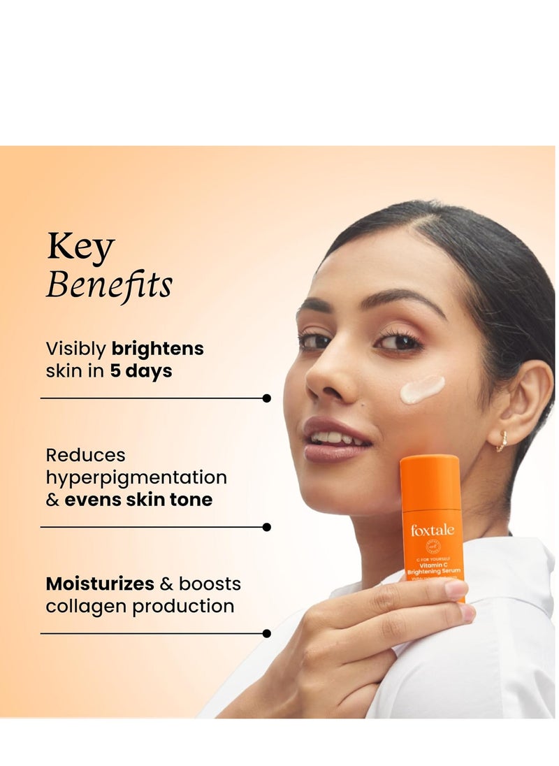 Foxtale 15% Vitamin C Face Serum for Glowing Skin | Pure L-Ascorbic Acid and Vitamin E | Brightening Serum for Dark Spots,Dull Skin,Uneven Skin Tone | All Skin Types | 10 ml