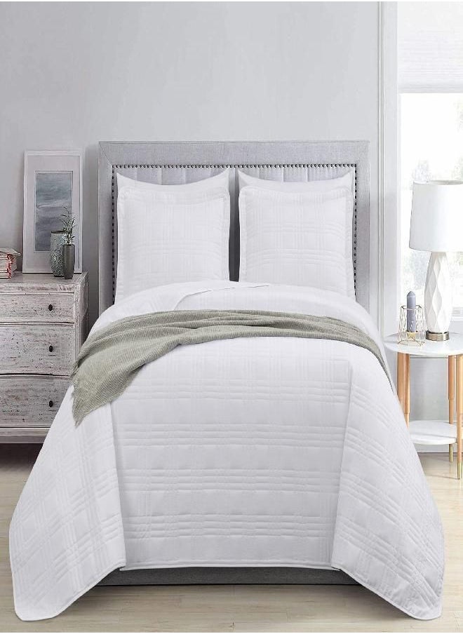 Chezmoi Collection Kingston 3-Piece Quilted Bedspread Coverlet Set Oversized Queen 100