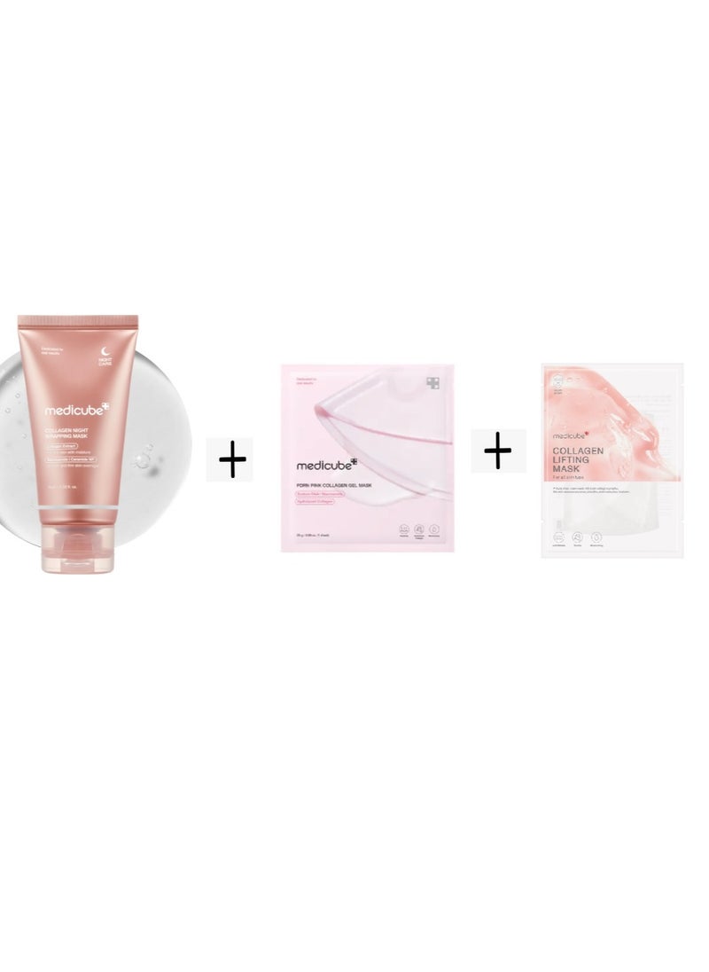 medicube - Collagen Night Wrapping Mask AND Collagen Lifting Mask Plus PDRN Pink Collagen Gel Mask