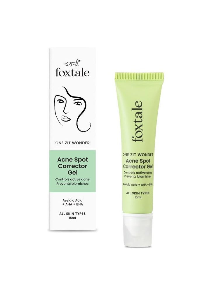 Foxtale Acne Gel| Reduces Pimples Overnight and Prevents Acne Scars| Spot Corrector for Oily, Acne Prone Skin| 2% Azelaic Acid,2% Salicylic Acid, 3% Glycolic Acid, Niacinamide| Men&Women-15ml