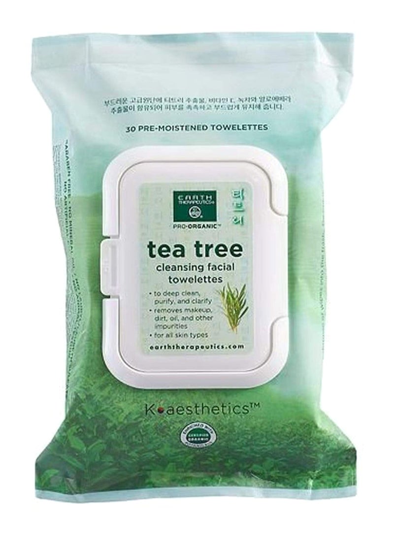 30-Piece Tea Tree Cleansing Facial Towelettes Set