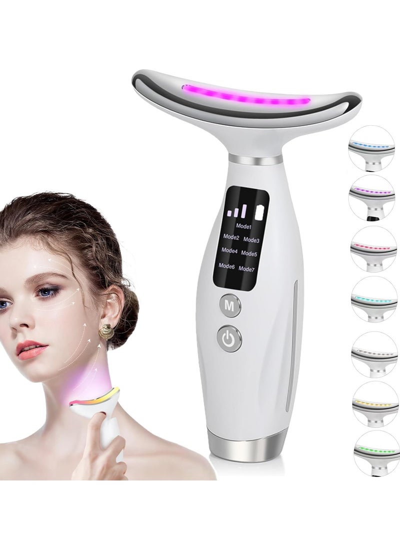 Face Massager, Beauty Device for Face and Neck, 7 in 1 Portable Face Massager for Skin Care for Skin Care Routine at Home, 7 Llight Modes