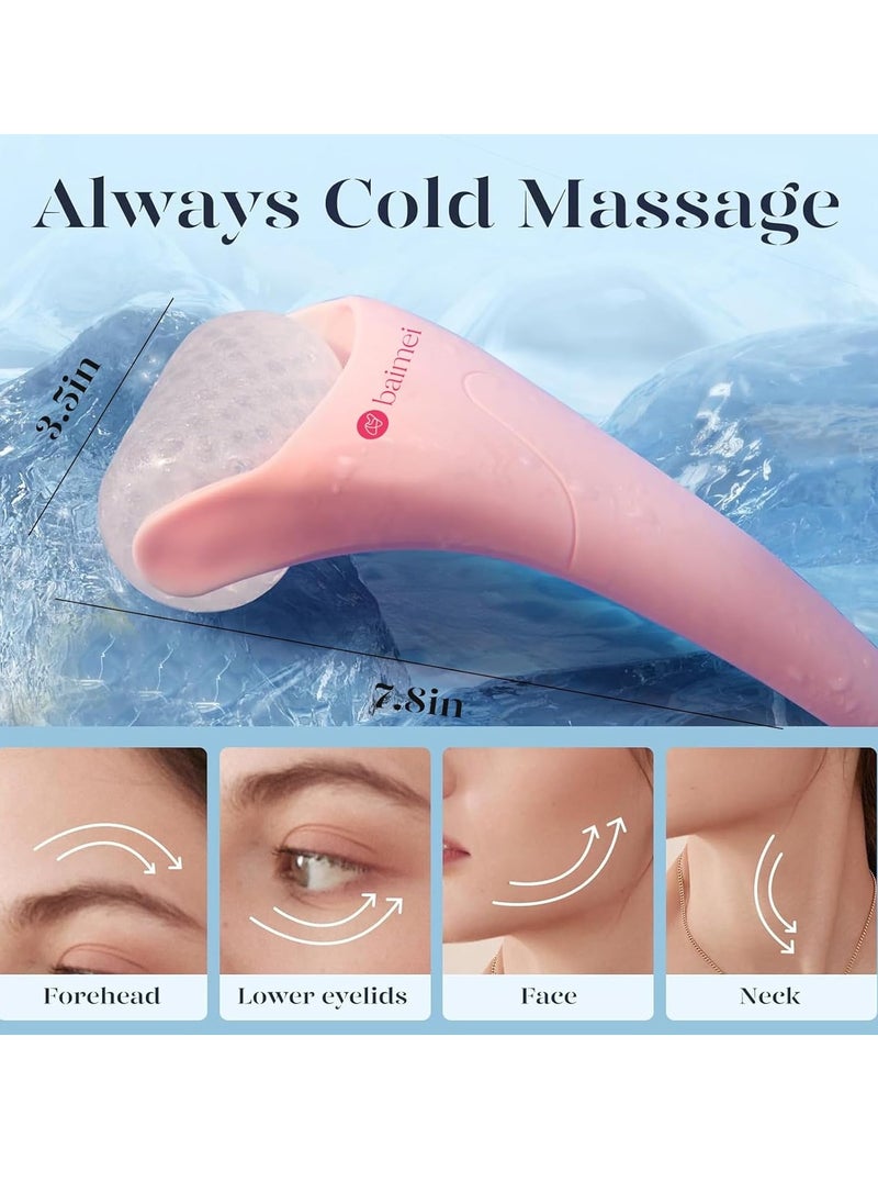 BAIMEI IcyMe Ice Roller for Face Women and Gua Sha Facial Tool Set, Ice Face Roller Reduces Puffiness, Relieves Migraines, Skin Care Tools, Self Care Gift for Women - Pink