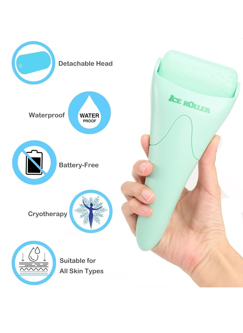 Ice Roller for Face and Body Massage, Facial Roller Skin Care Tool for Reduce Wrinkles and Puffiness, Migraine Pain Relief and Skin Tighten, Cold Therapy for Cooling and Calming(Green)