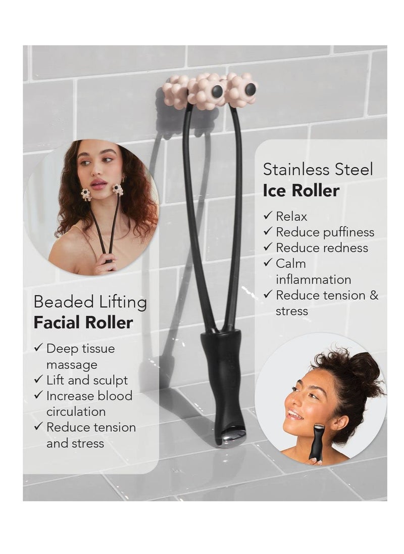 Kitsch Facial Lifting Roller for Wrinkles & Firming | 2-in-1 Eye & Face Massager Tool for Self-Care | Jawline Sculpting, Neck Lifting, and Skin Tightening Facial Roller Massager