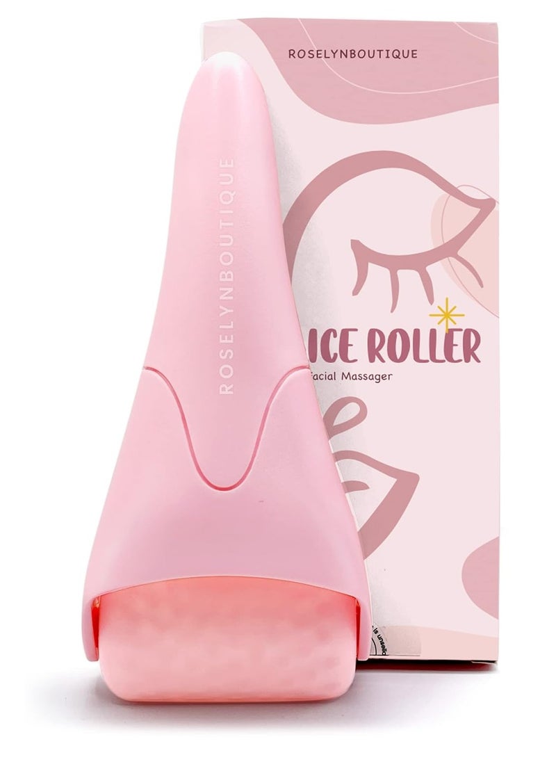 ROSELYNBOUTIQUE Ice Roller for Face Wrinkles Fine Lines Puffiness Stick Massager Facial Skin Care Tools Self Care Gifts for Men Women (Pink)