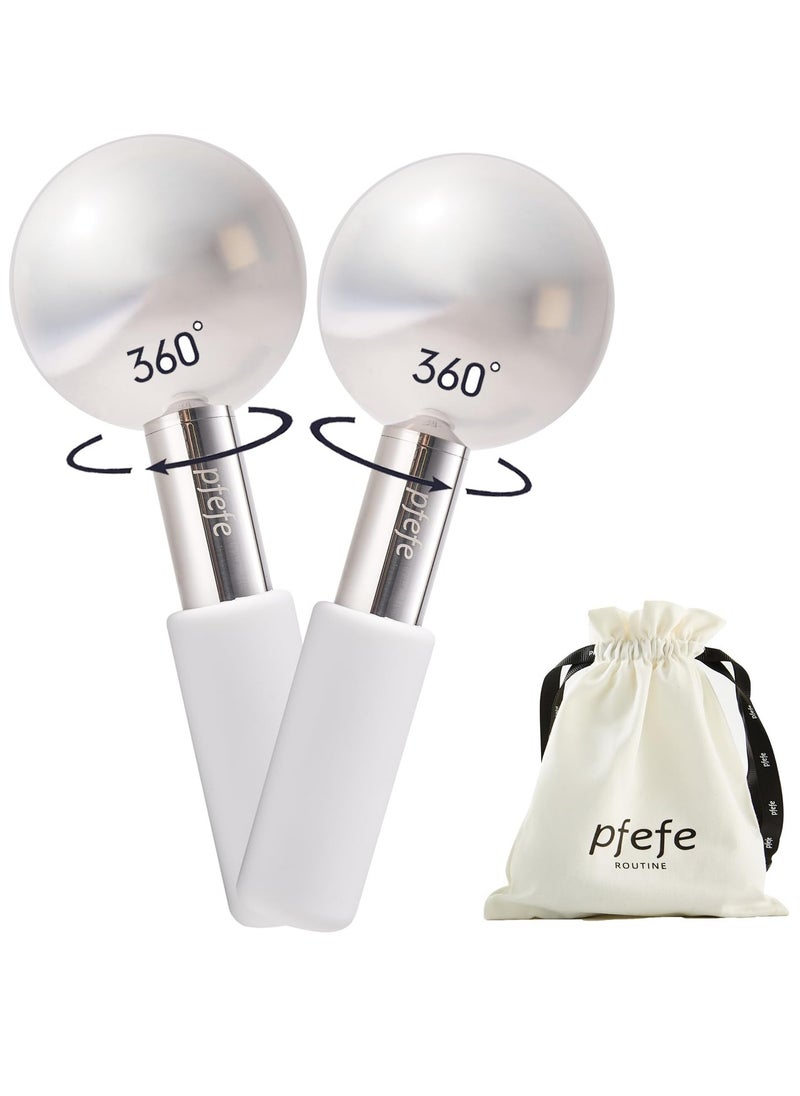 360 Rotating Ice Globes for Face & Eyes, Unbreakable Stainless Steel Cryo Sticks for Beauty Routines, Facials Cold Roller Colling Globes for Puffiness, Wrinkles, Dark Circles, Headaches