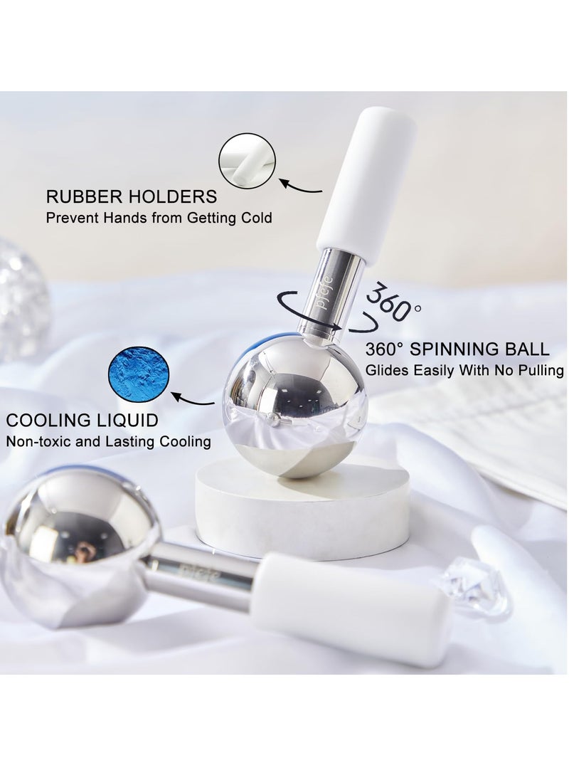 360 Rotating Ice Globes for Face & Eyes, Unbreakable Stainless Steel Cryo Sticks for Beauty Routines, Facials Cold Roller Colling Globes for Puffiness, Wrinkles, Dark Circles, Headaches