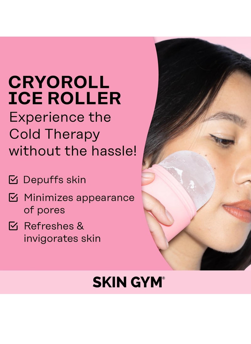 Skin Gym Ice Roller for Face, Depuffing & Cooling Tool, Minimizes Pores & Soothes Skin, Cold Therapy for Glowing Complexion