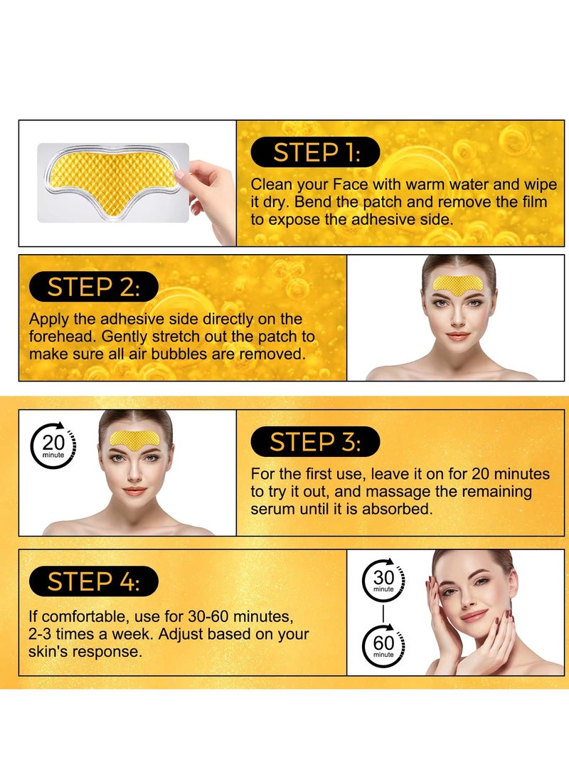 12Pcs 24K Gold Forehead Collagen Patches Forehead Wrinkle Patches with Aloe Vera Collagen Shea Butter and Vitamin E Smooth Fine Line and Wrinkles Anti Wrinkle Forehead Wrinkle Treatment Patch