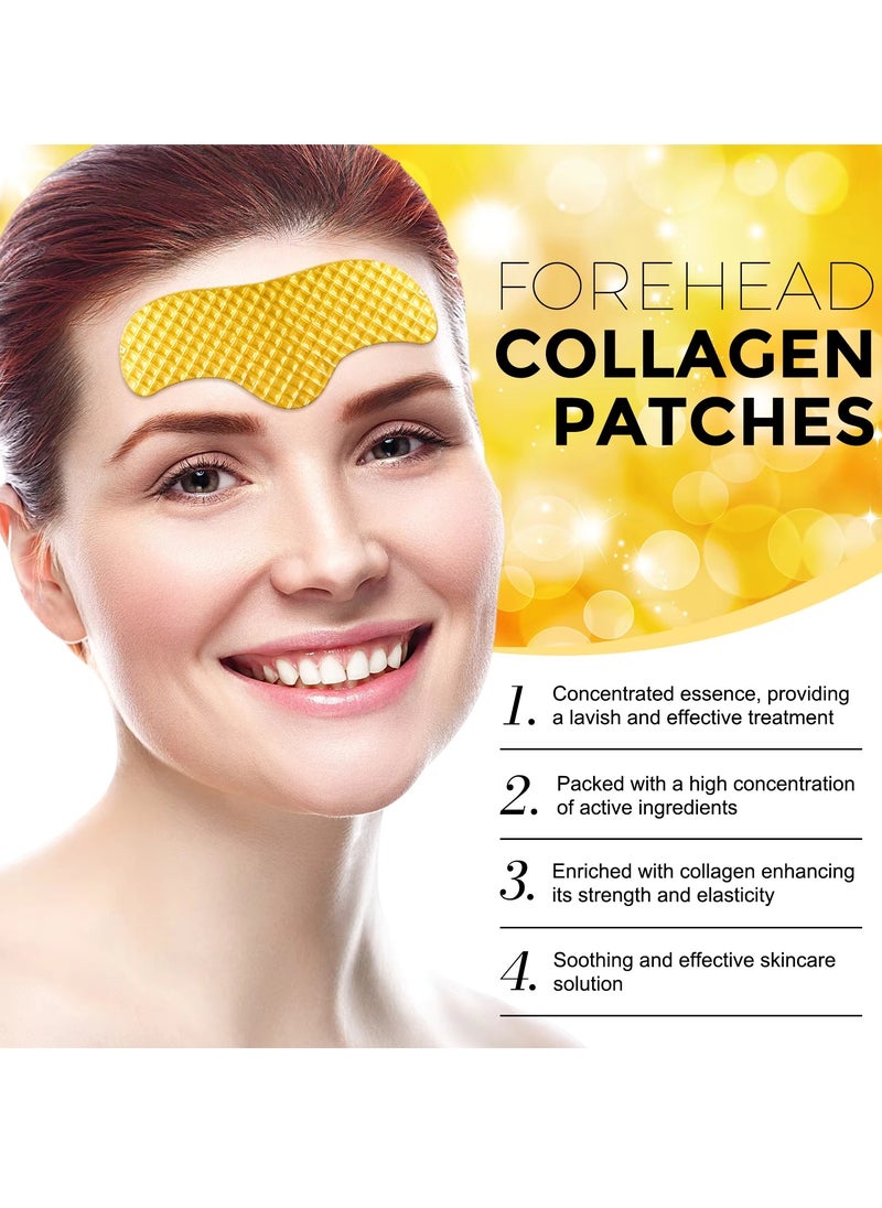 12Pcs 24K Gold Forehead Collagen Patches Forehead Wrinkle Patches with Aloe Vera Collagen Shea Butter and Vitamin E Smooth Fine Line and Wrinkles Anti Wrinkle Forehead Wrinkle Treatment Patch