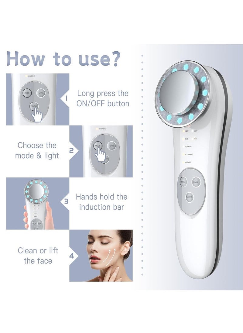 ES-1022 Microcurrent Facial Device Face Massager Facial Massager Face Roller Tools for Skin Care (White)