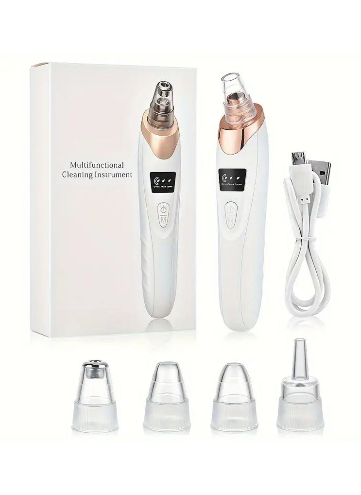 USB Rechargeable Blackhead Remover - Electric Pore Cleaner for Acne & Mites, 350mAh Lithium Battery