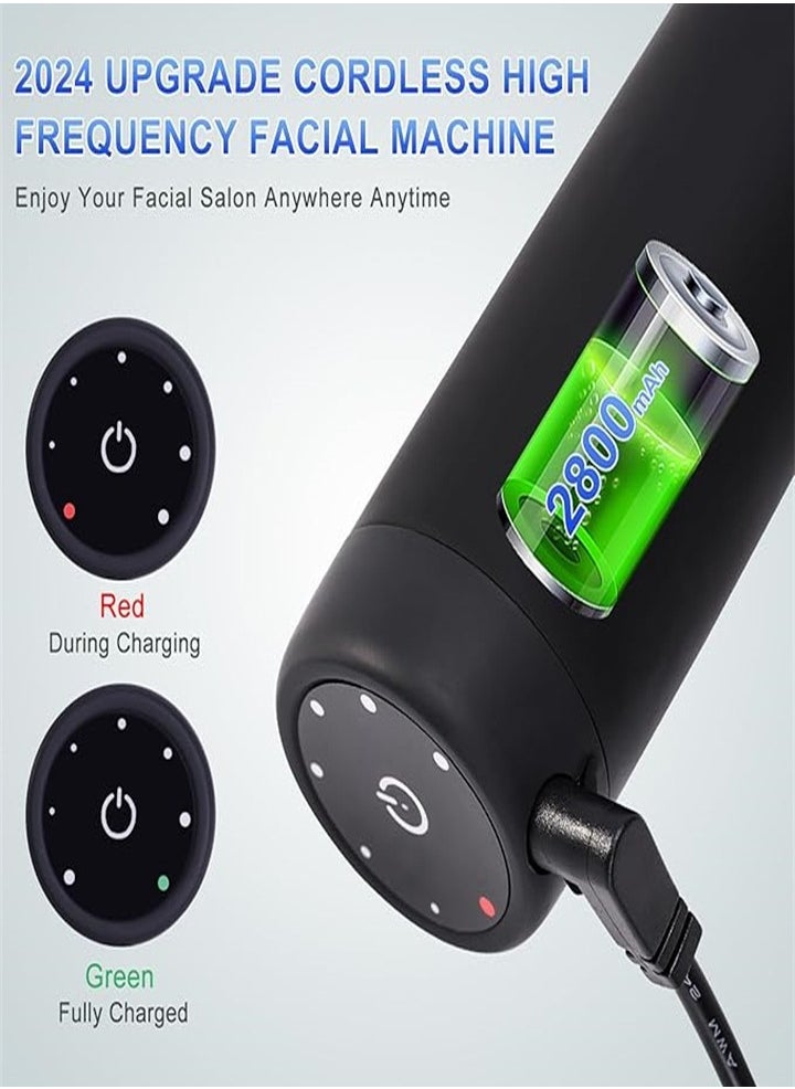 Rechargeable High Frequency Facial Massager, Portable Multi-Function Facial Handheld for All Skin Care Needs - with 4 Tubes