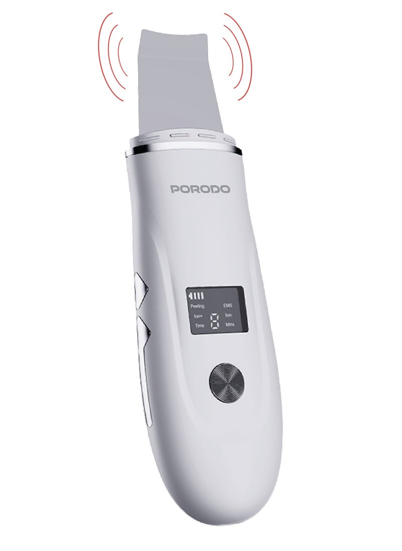 Ultrasonic Face Scrub & Peeler with LED Display /Gently Exfoliates the Skin / Suitable for All Skin Types/Deep Clean/ Exfoliate and Rejuvenate Your Skin - White