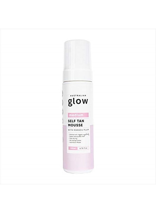 Australian Glow Self Tanning Mousse | Lightweight Self Tanner Mousse Enriched with Kakadu Plum & Hyaluronic Acid For a Streak Free Tan - Medium Shade