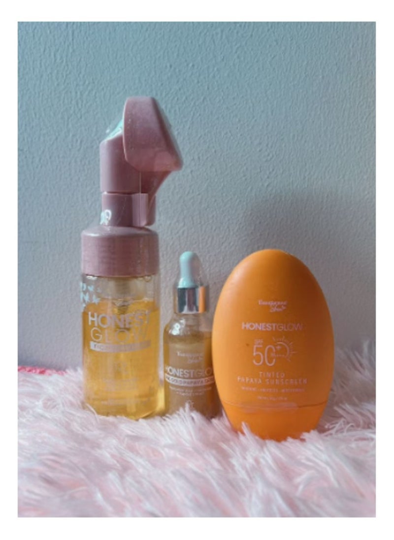 Honest Glow Kojic Papaya Soap Plus Foamwash And Serum