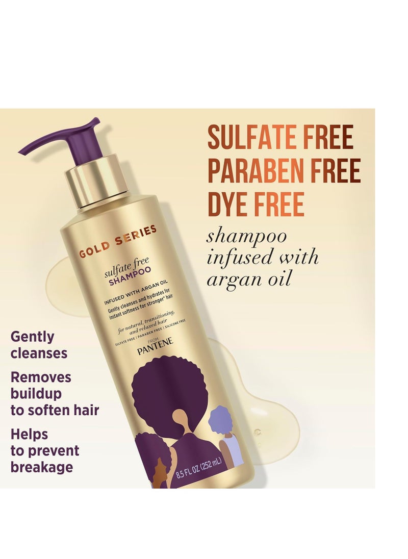 Pantene Shampoo and Sulfate Free Conditioner kit, with Argan Oil, Pro-V Gold Series, for Natural and Curly Textured Hair, 16.9 fl oz, Kit