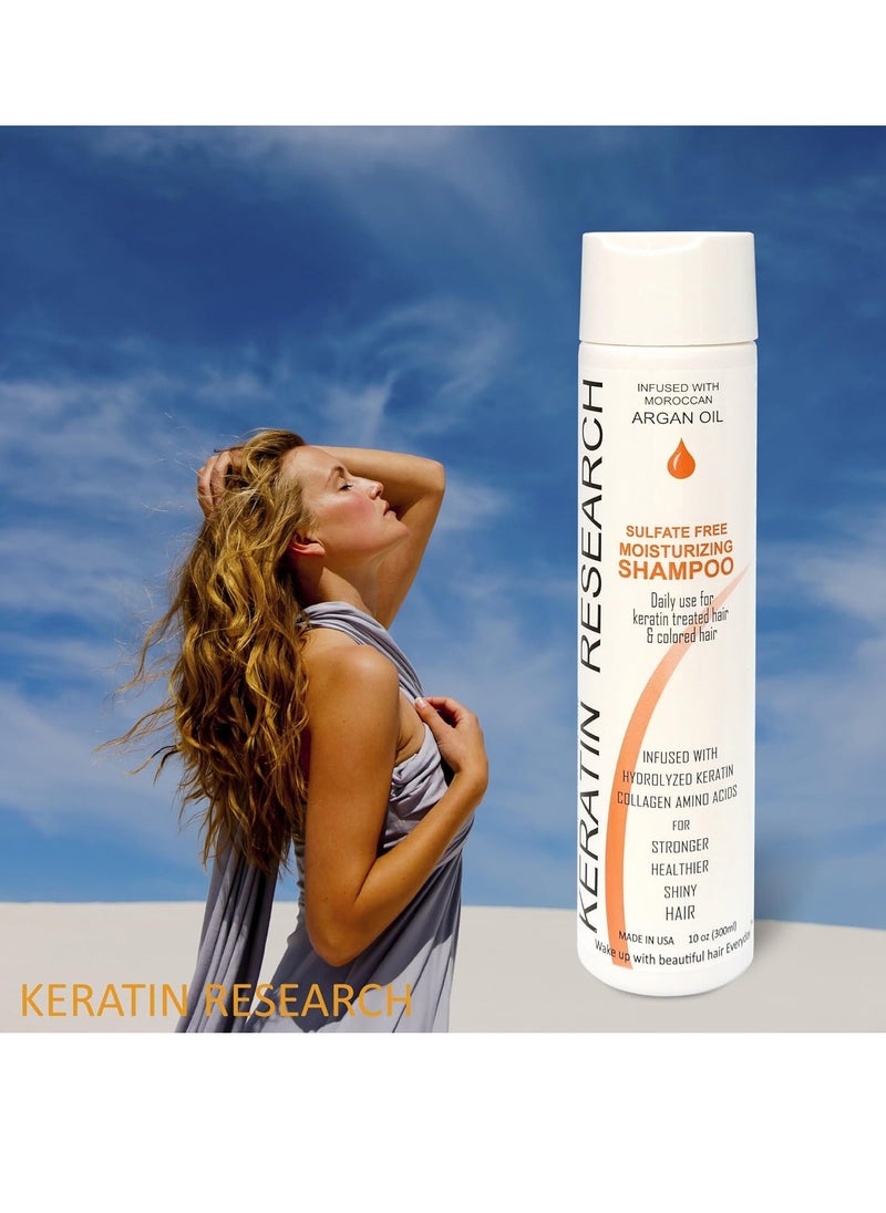 Keratin Research Natural Argan Oil Infused Sulfate Free Shampoo and Conditioner 2 bottles Value Set for Keratin Treatments, Maintainance After Care, post treatment shampoo Conditioner (300ml 2 pack)c